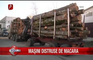 Masini distruse de macara