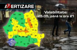 Prognoza meteo pentru joi, 26 mai