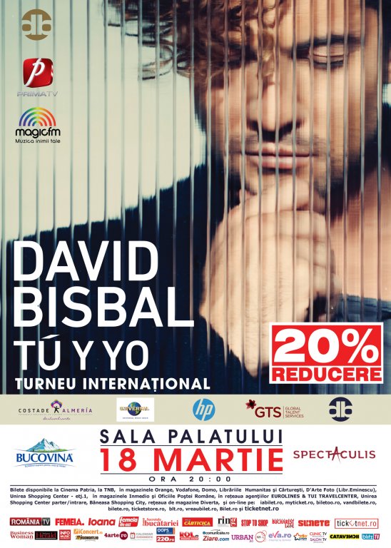 Primavara incepe cu o oferta atractiva pentru toti cei care si-au propus sa nu rateze concertul starului spaniol David Bisbal de la Sala Palatului!